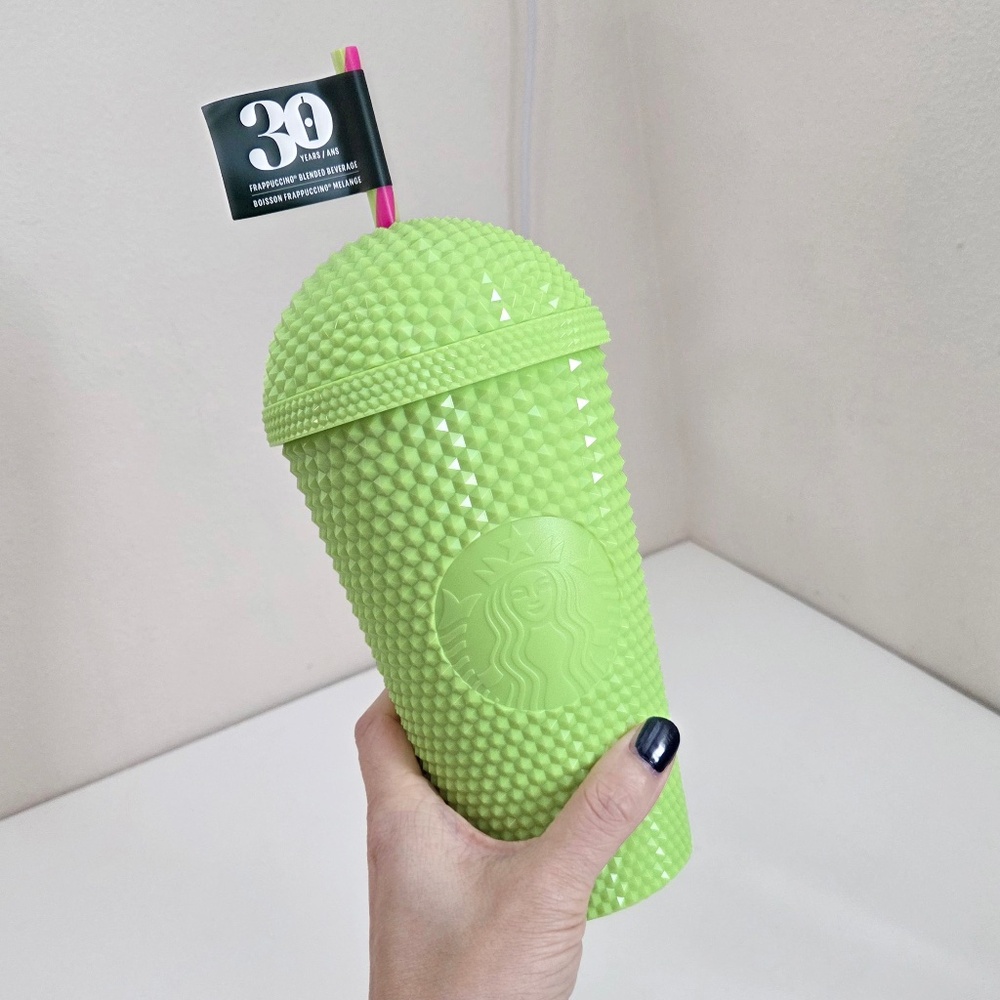 Starbucks Frappuccino Studded Dome Tumbler 24oz Cup Summer 2025 Neon Lime